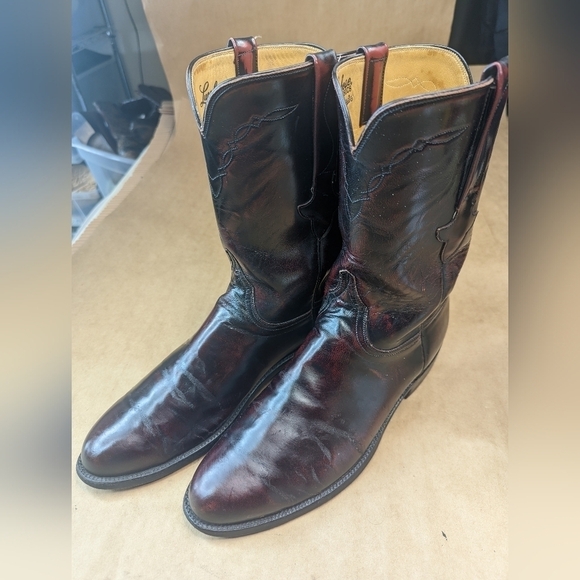 Lucchese Classics men's size 10.5E black cherry leather classic Western cowboy b - Picture 3 of 12